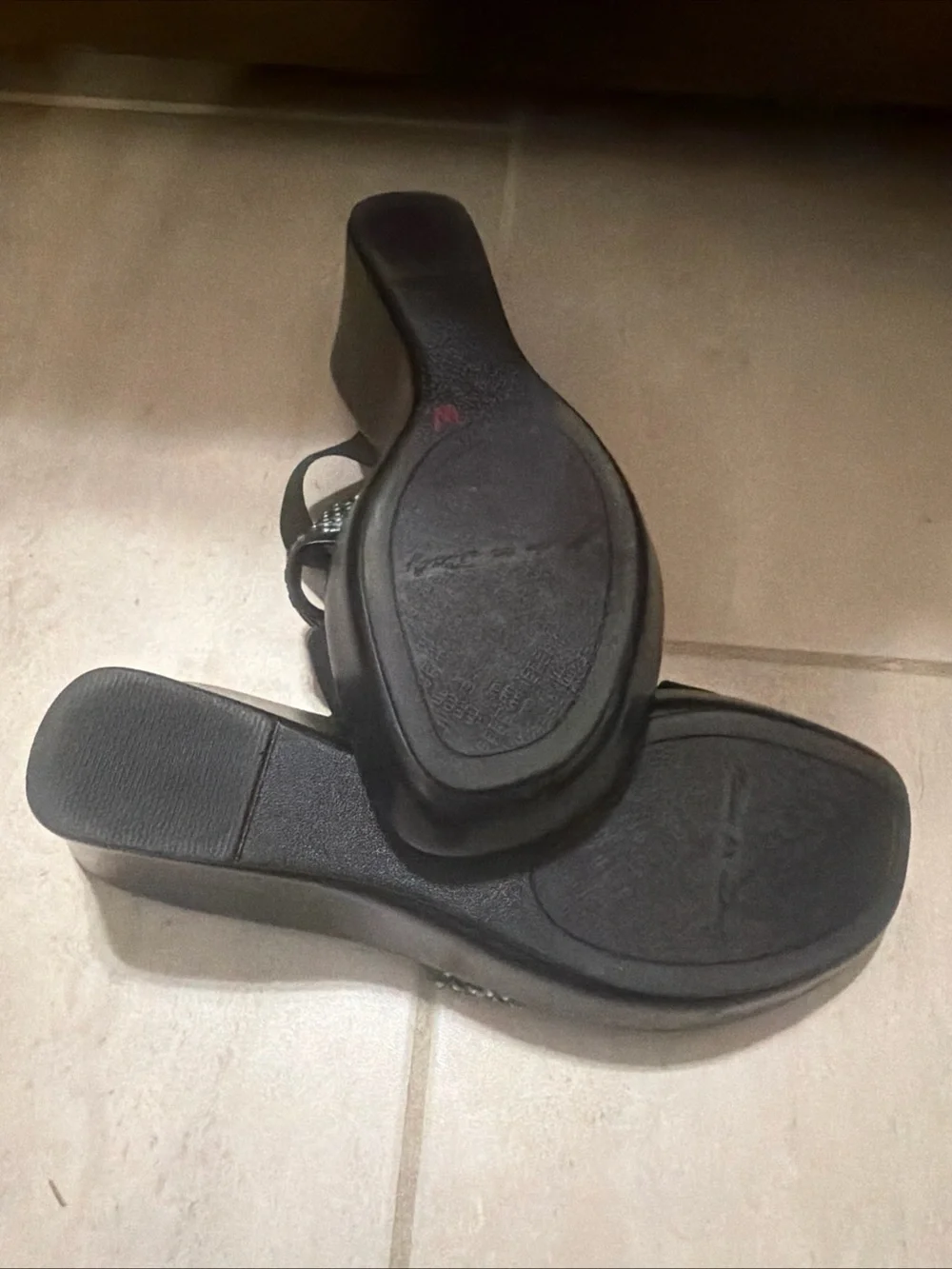 Italian Shoemakers Muse Black Wedge Slide Sandals Bling Size 8.5 EUC